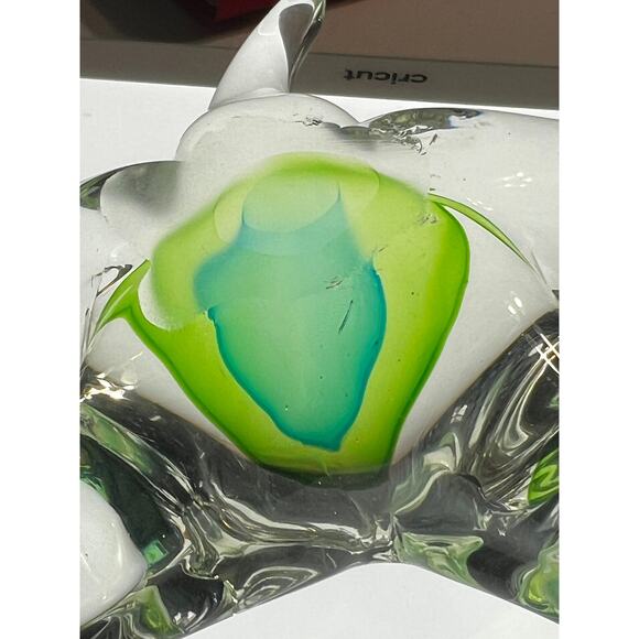 VTG Large Hand Blown Green/Blue Art Glass Starfish 10" - Picture 2 of 2